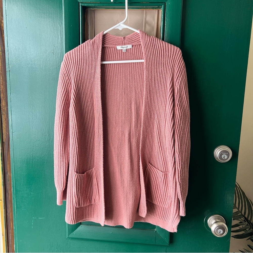 Madewell Dusty Rose Ribbed Open-Front Cardigan size small